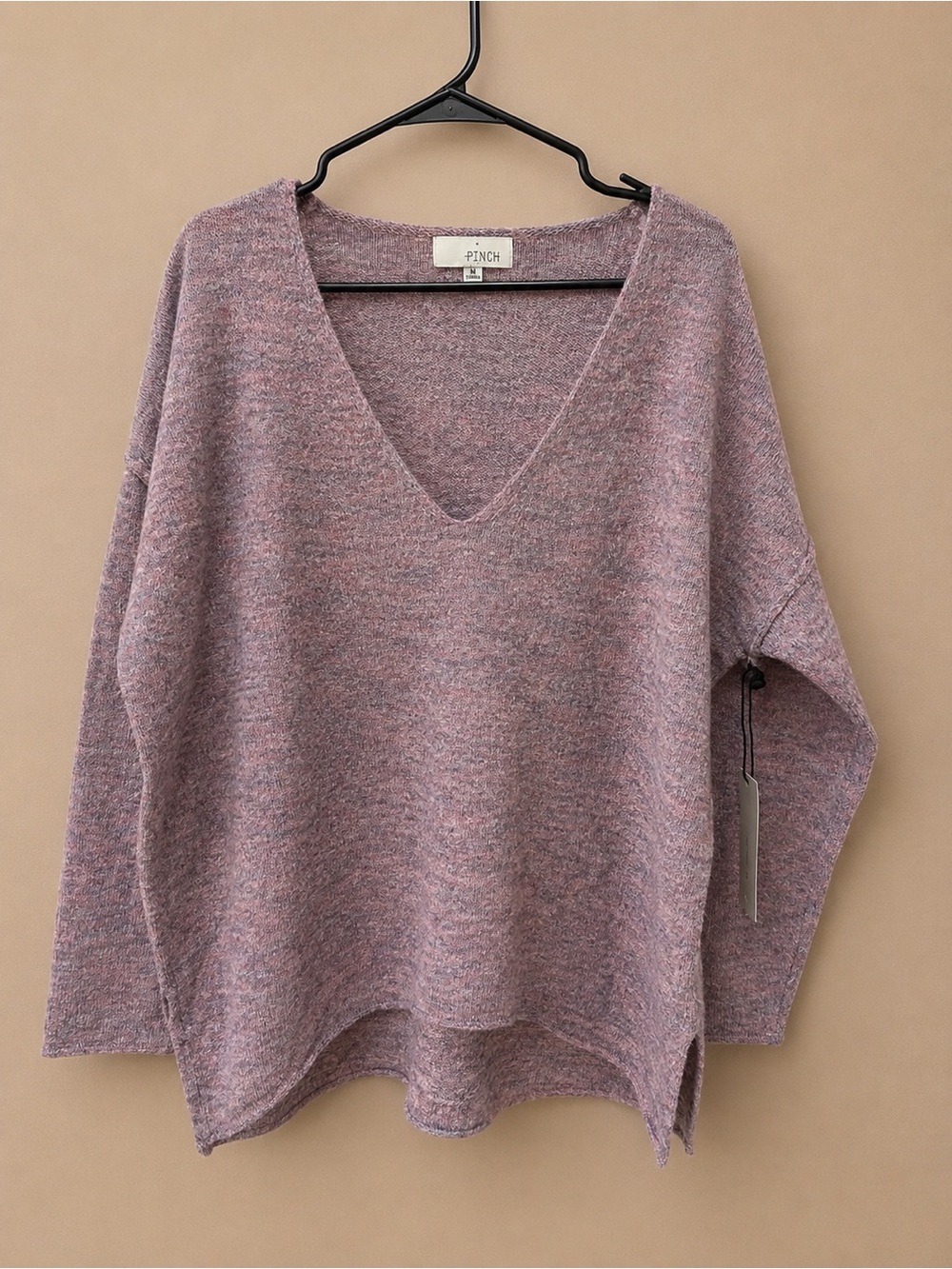 Pinch Women's V-Neck Sweater in Heathered Mauve-Pink